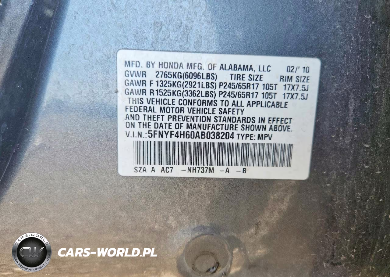2010 Honda Pilot Exl VIN:5FNYF4H60AB038204 - 12