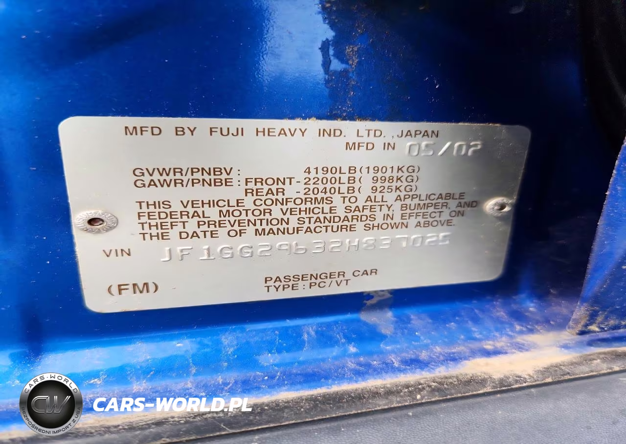 2002 Subaru Impreza Wrx VIN:JF1GG29632H837025 - 12