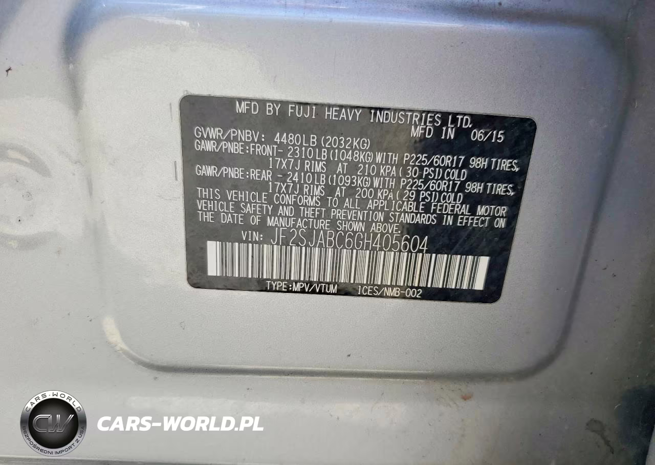 2016 Subaru Forester 2.5I VIN:JF2SJABC6GH405604 - 12