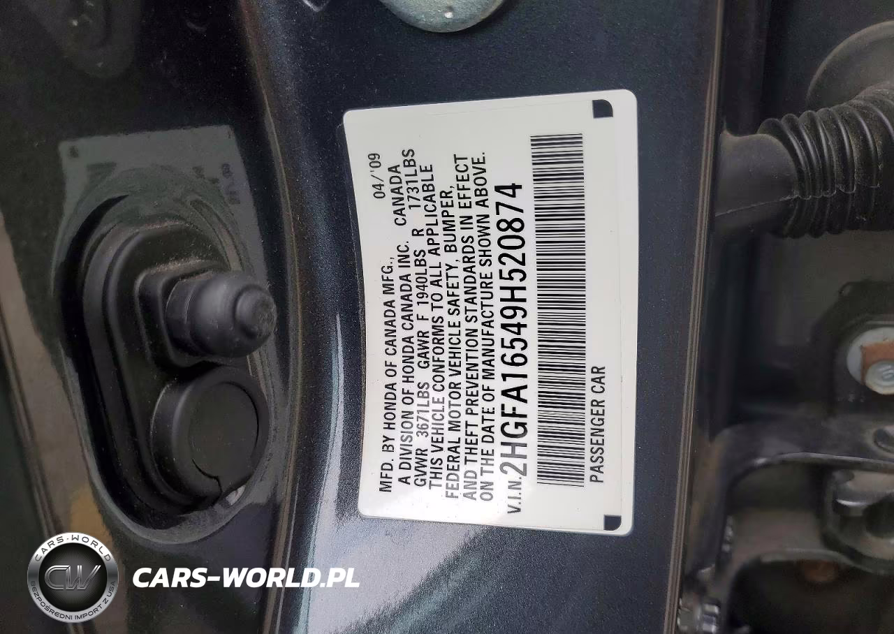 2009 Honda Civic Lx VIN:2HGFA16549H520874 - 12