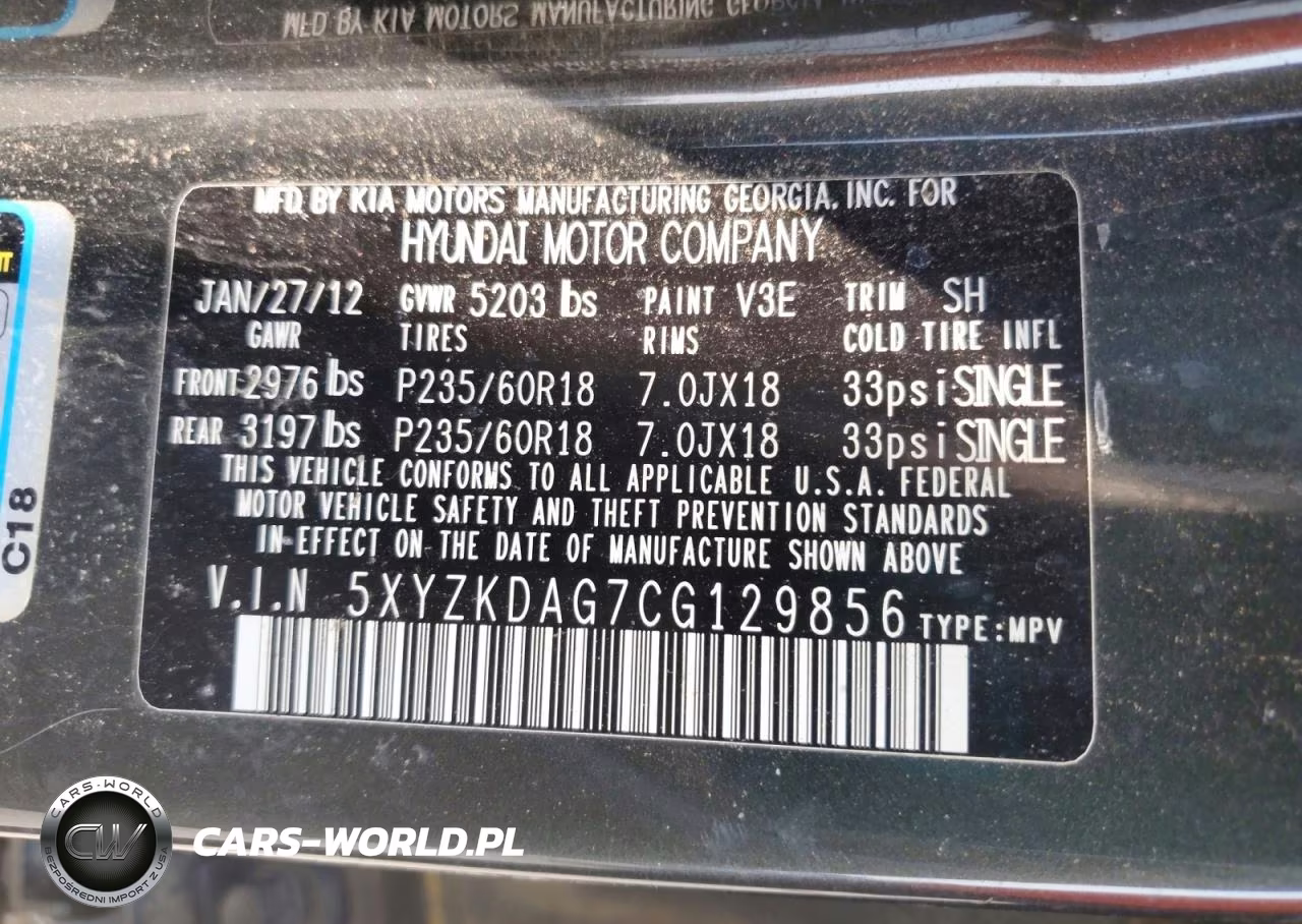 2012 Hyundai Santa Fe Limited VIN:5XYZKDAG7CG129856 - 13
