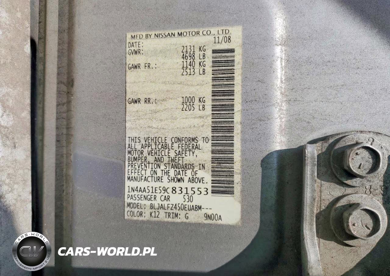 2009 Nissan Maxima 3.5 S VIN:1N4AA51E59C831553 - 12