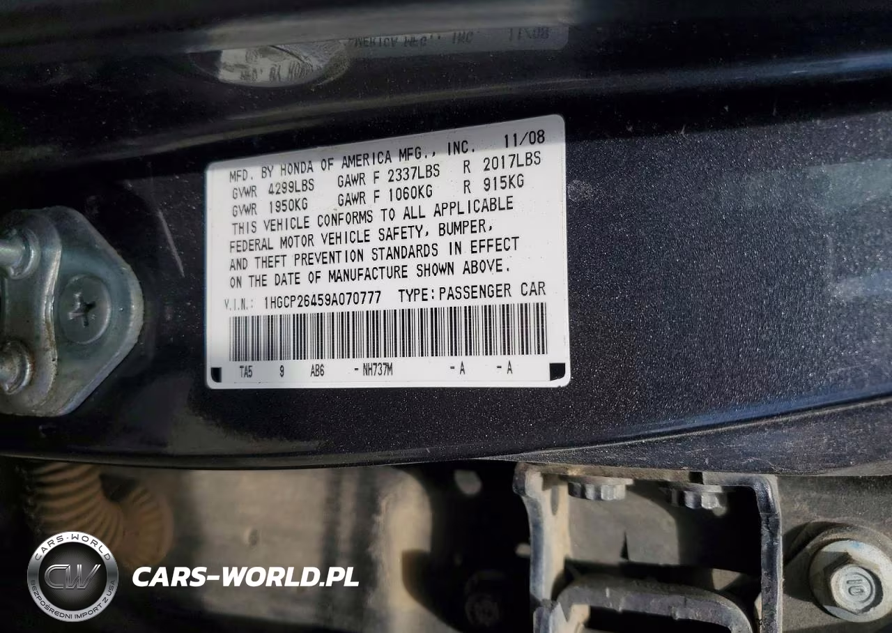 2009 Honda Accord Lxp VIN:1HGCP26459A070777 - 12