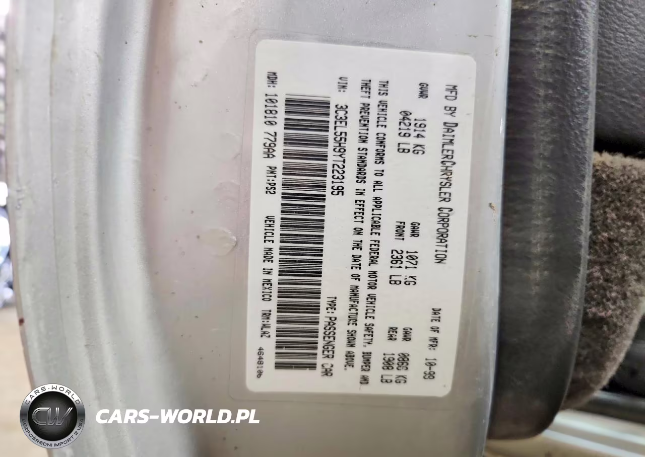 2000 Chrysler Sebring Jxi VIN:3C3EL55H9YT223195 - 12