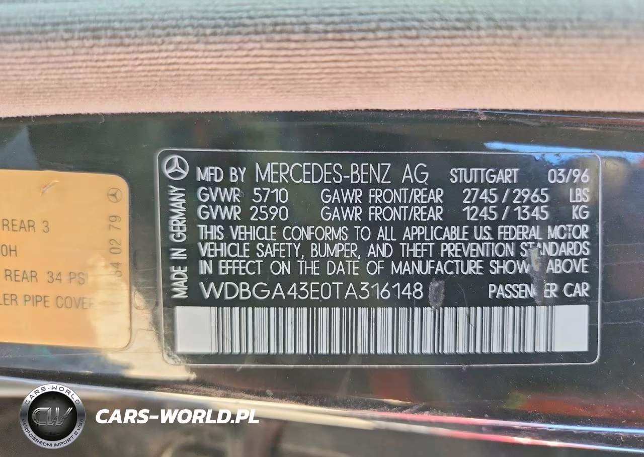 1996 Mercedes-Benz S 420 VIN:WDBGA43E0TA316148 - 13