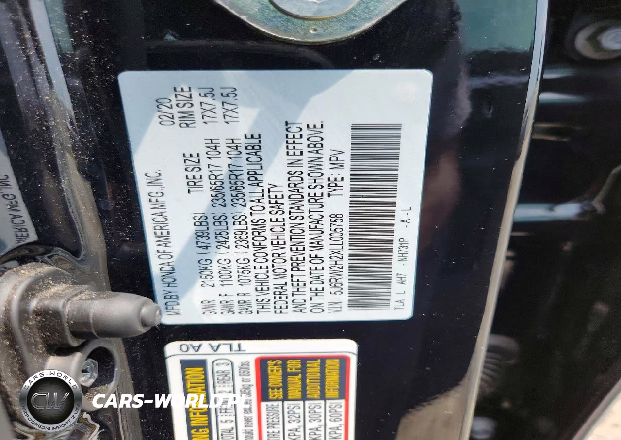 2020 Honda Cr-V Lx VIN:5J6RW2H2XLL005758 - 14
