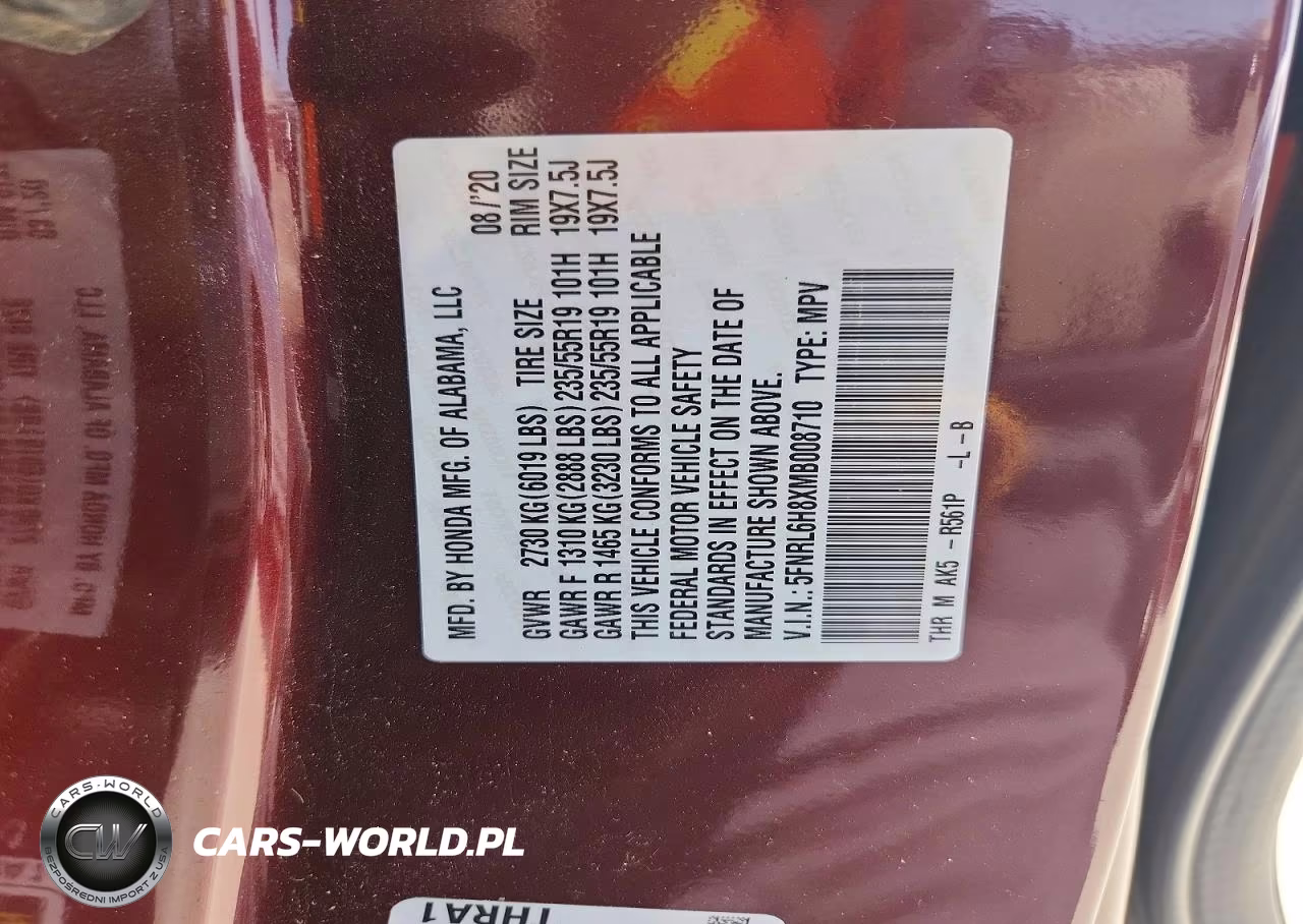 2021 Honda Odyssey Touring VIN:5FNRL6H8XMB008710 - 14