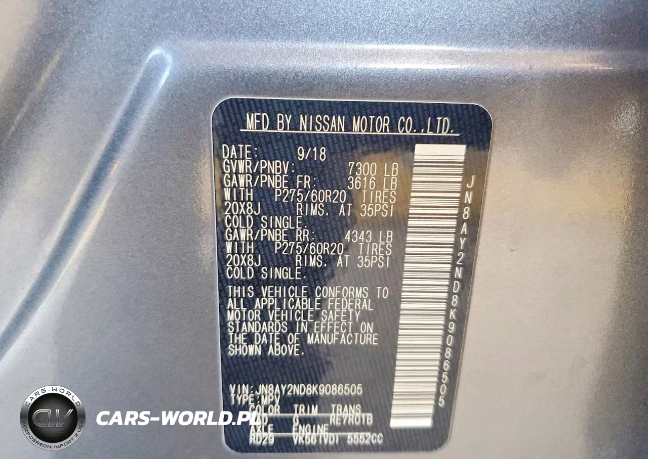 2019 Nissan Armada Sl VIN:JN8AY2ND8K9086505 - 13
