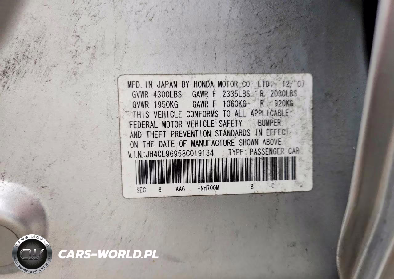 2008 Acura Tsx VIN:JH4CL96958C019134 - 12