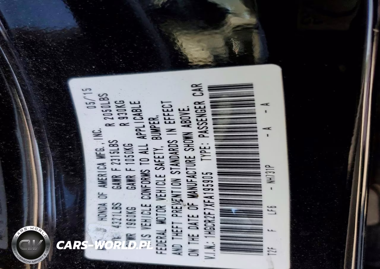 2015 Honda Accord Ex VIN:1HGCR2F7XFA195905 - 12