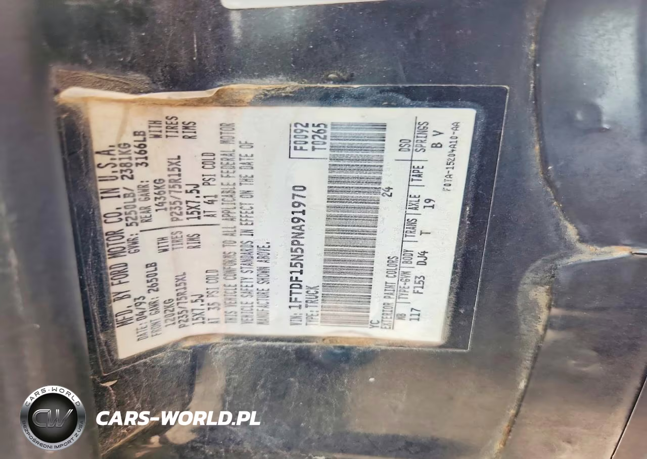1993 Ford F150 VIN:1FTDF15N5PNA91970 - 12
