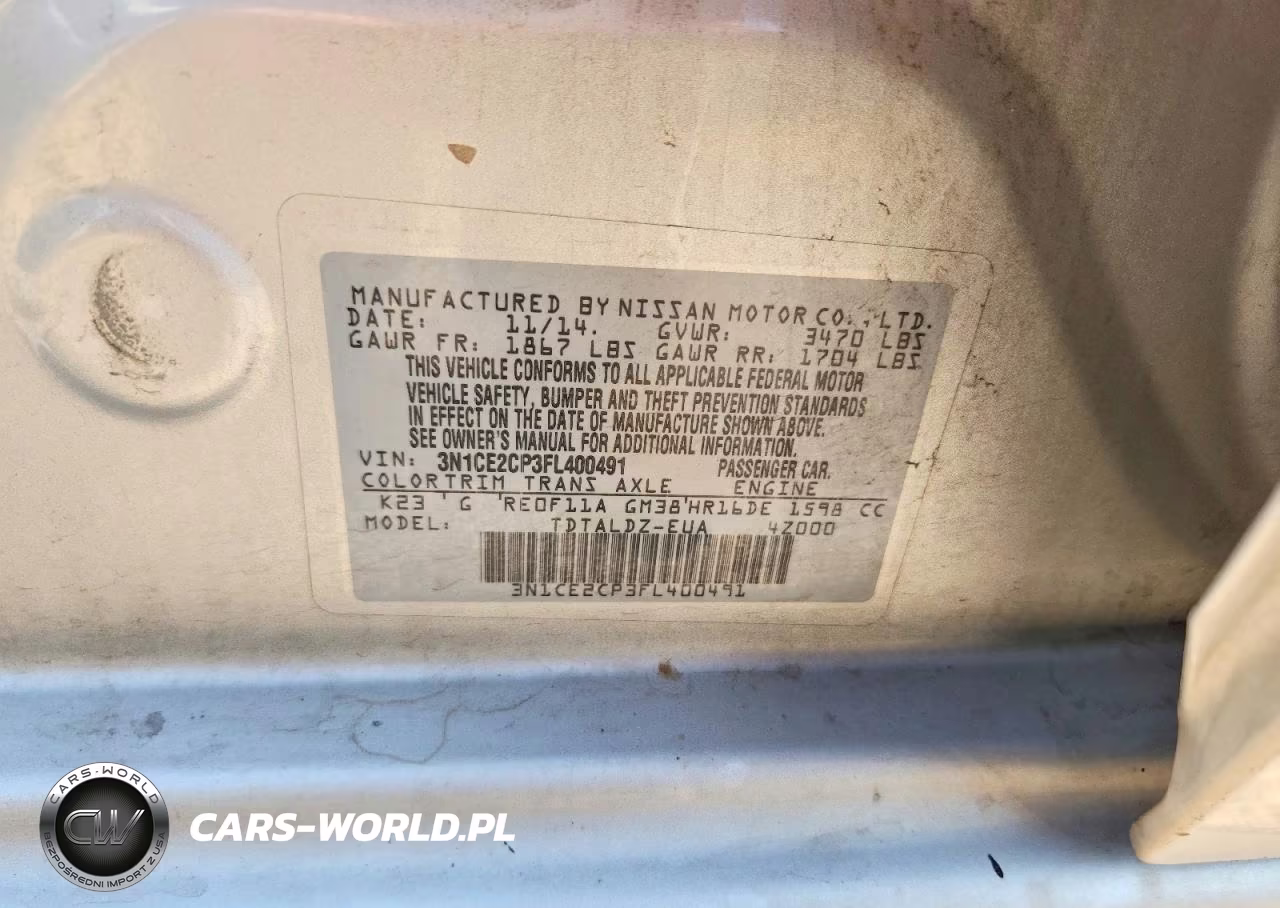 2015 Nissan Versa Note Sv VIN:3N1CE2CP3FL400491 - 12