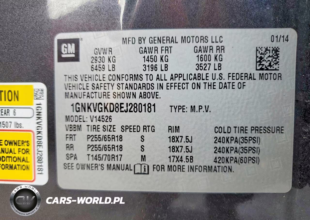 2014 Chevrolet Traverse 1Lt VIN:1GNKVGKD8EJ280181 - 14