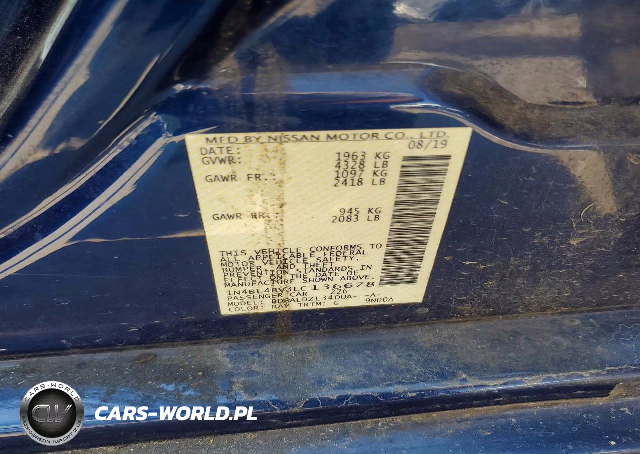 2020 Nissan Altima S VIN:1N4BL4BV3LC136678 - 12