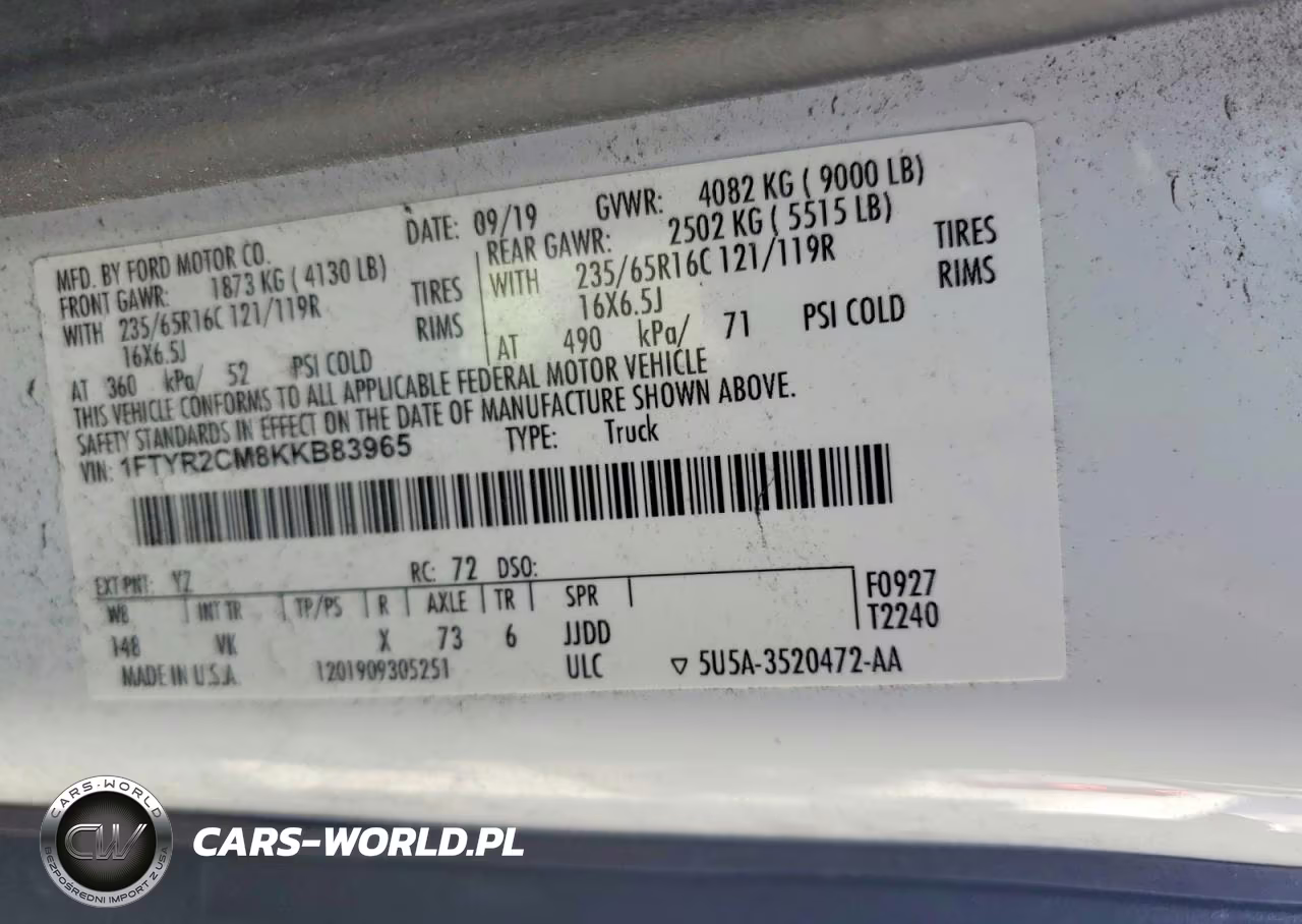 2019 Ford Transit 250 Delivery Van VIN:1FTYR2CM8KKB83965 - 13