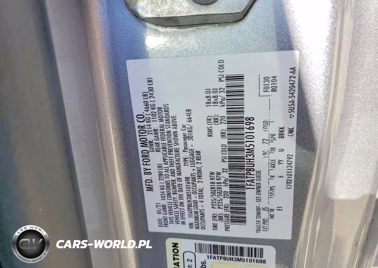 2021 Ford Mustang VIN:1FATP8UH3M5101698 - 12