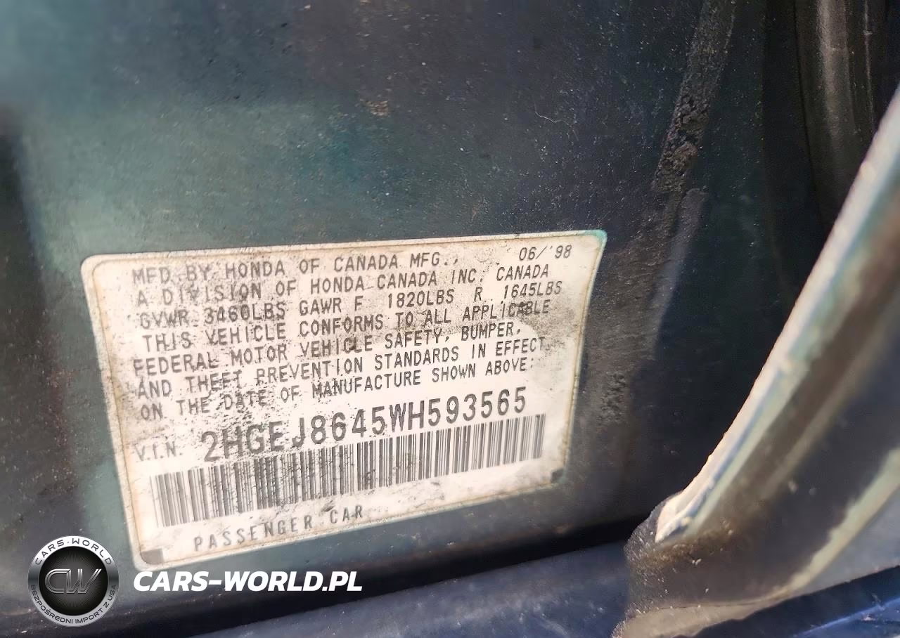 1998 Honda Civic Ex VIN:2HGEJ8645WH593565 - 11