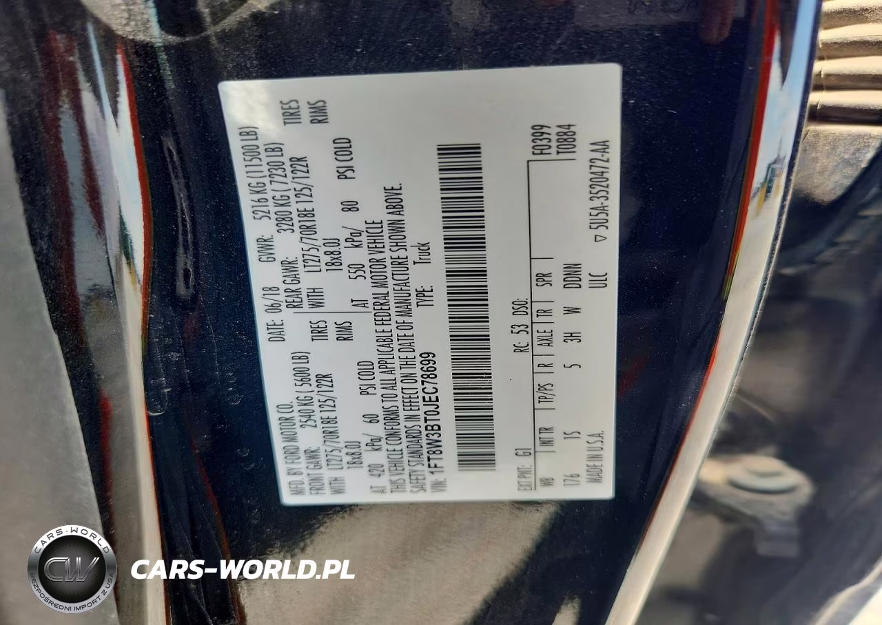 2018 Ford F350 Super Duty VIN:1FT8W3BT0JEC78699 - 12