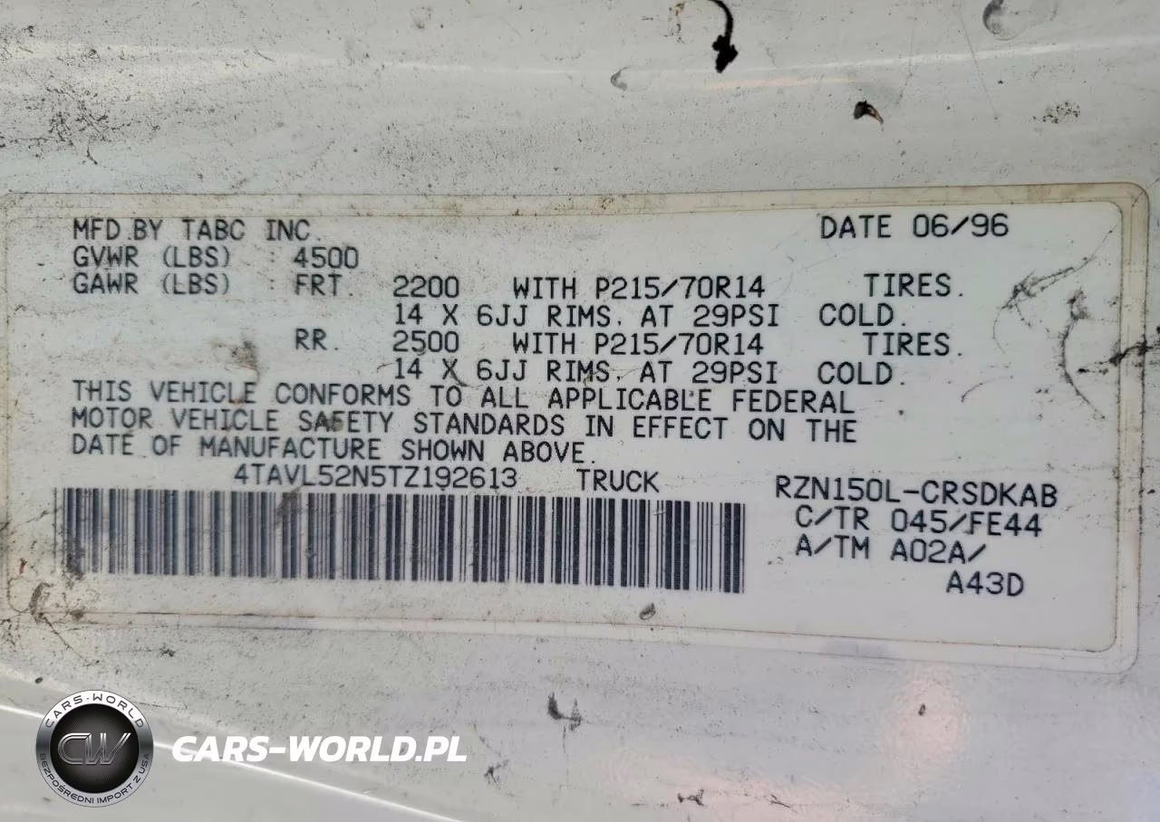 1996 Toyota Tacoma Base VIN:4TAVL52N5TZ192613 - 12