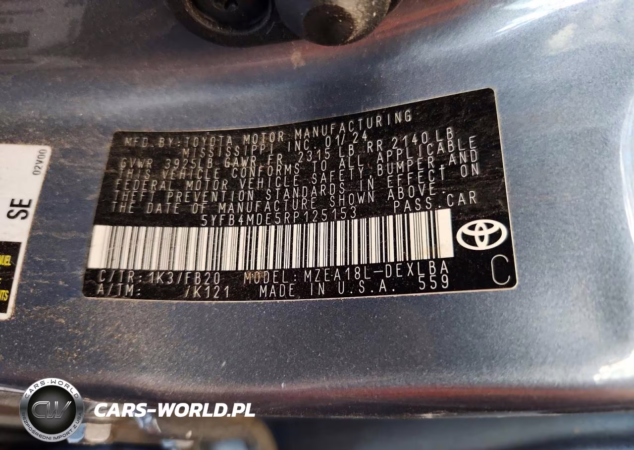 2024 Toyota Corolla Le VIN:5YFB4MDE5RP125153 - 12