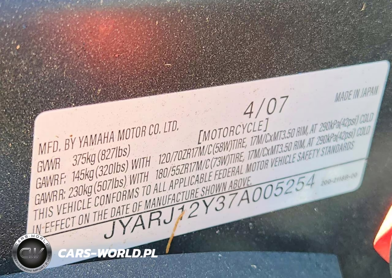 2007 Yamaha Yzfr6 L VIN:JYARJ12Y37A005254 - 9