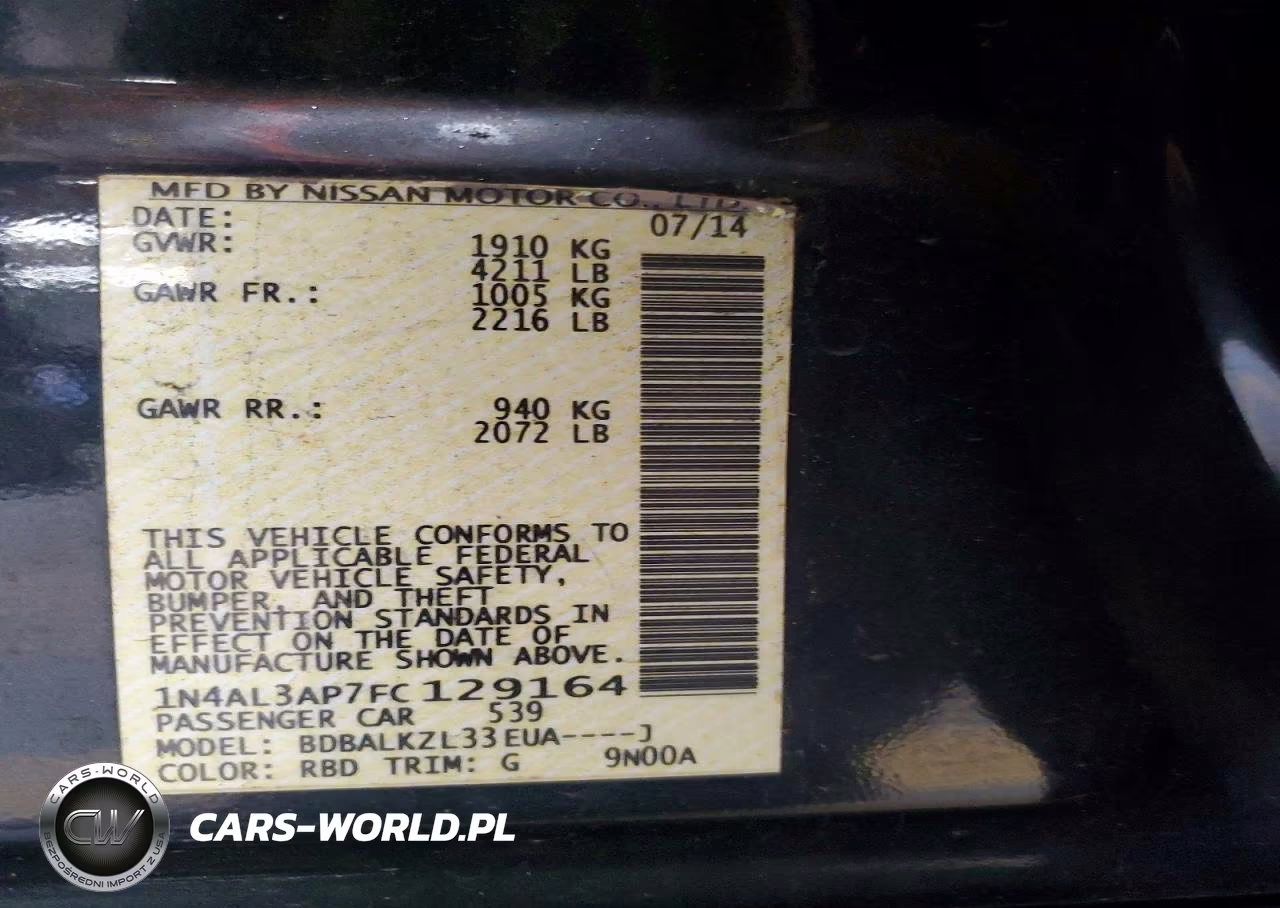 2015 Nissan Altima 2.5 Sv VIN:1N4AL3AP7FC129164 - 12