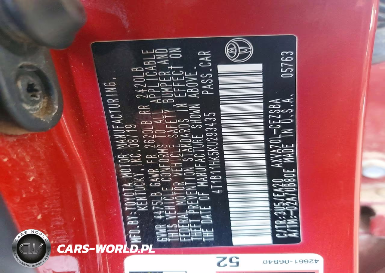 2019 Toyota Camry Se VIN:4T1B11HK5KU293435 - 12