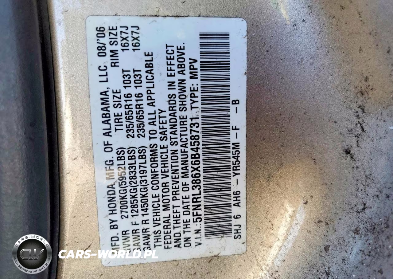 2006 Honda Odyssey Exl VIN:5FNRL386X6B458731 - 14