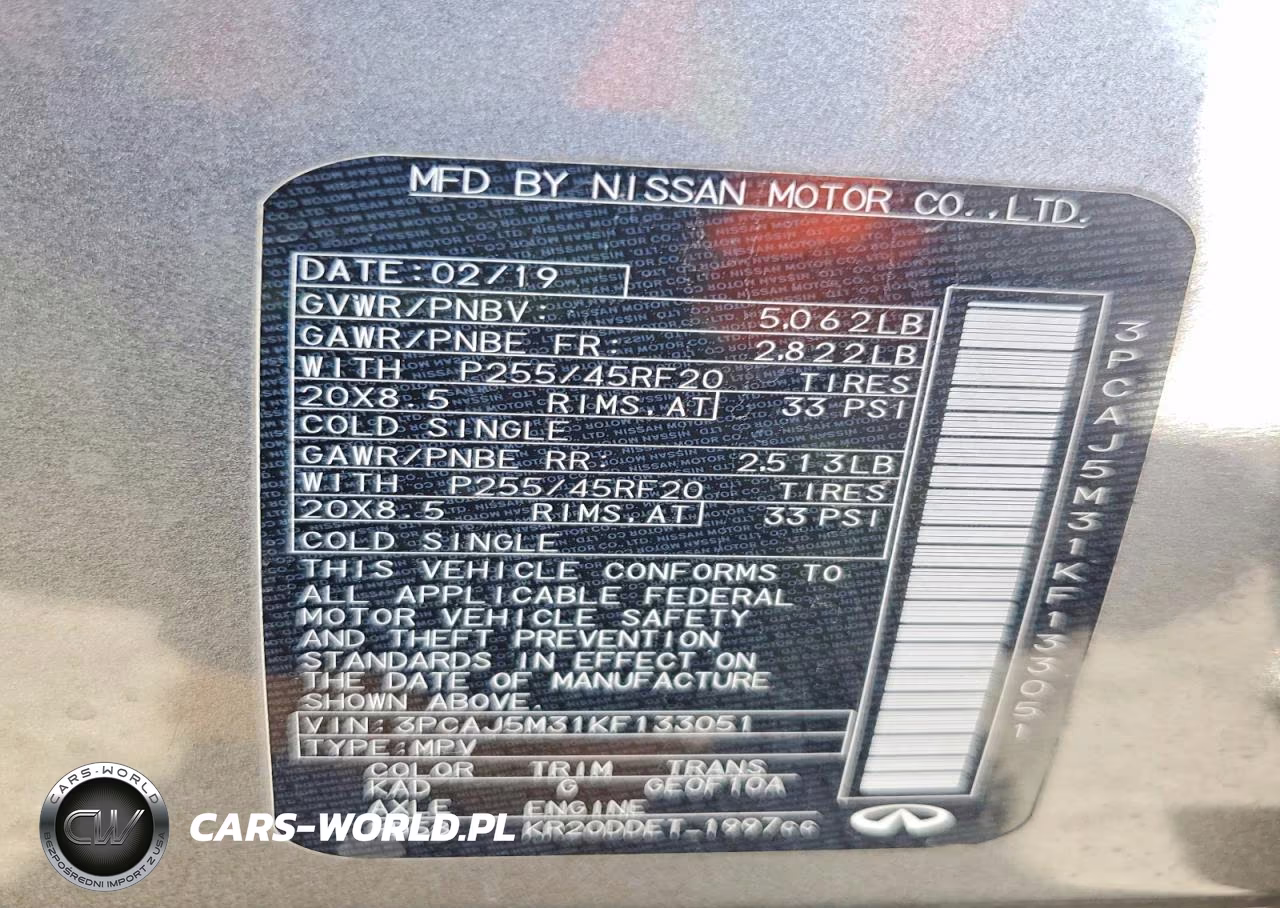 2019 Infiniti Qx50 Essential VIN:3PCAJ5M31KF133051 - 13