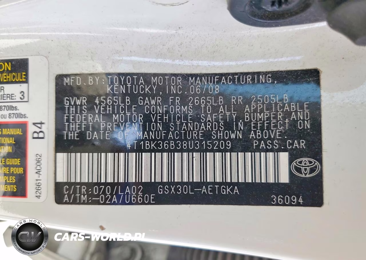 2008 Toyota Avalon Xls VIN:4T1BK36B38U315209 - 12