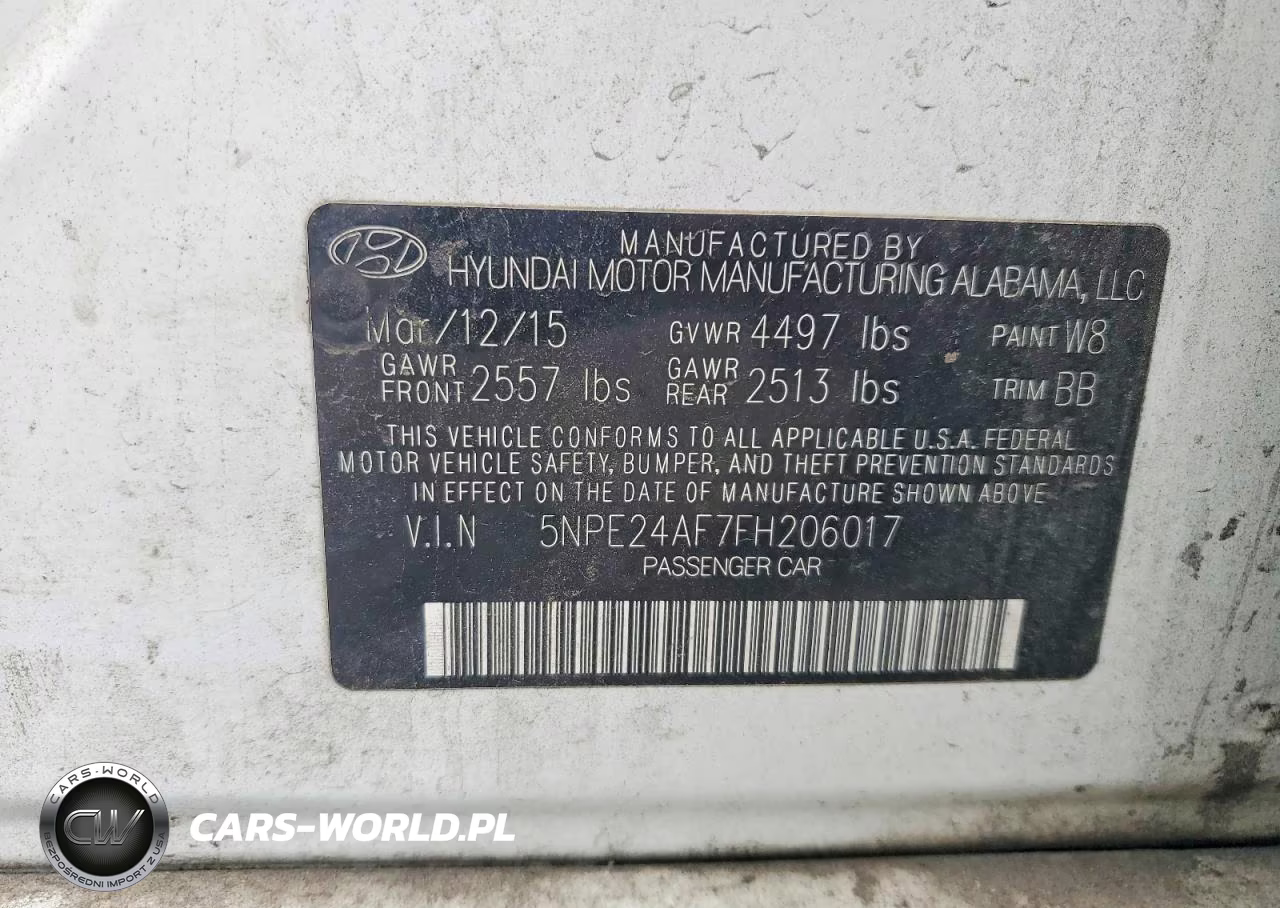 2015 Hyundai Sonata Se VIN:5NPE24AF7FH206017 - 12