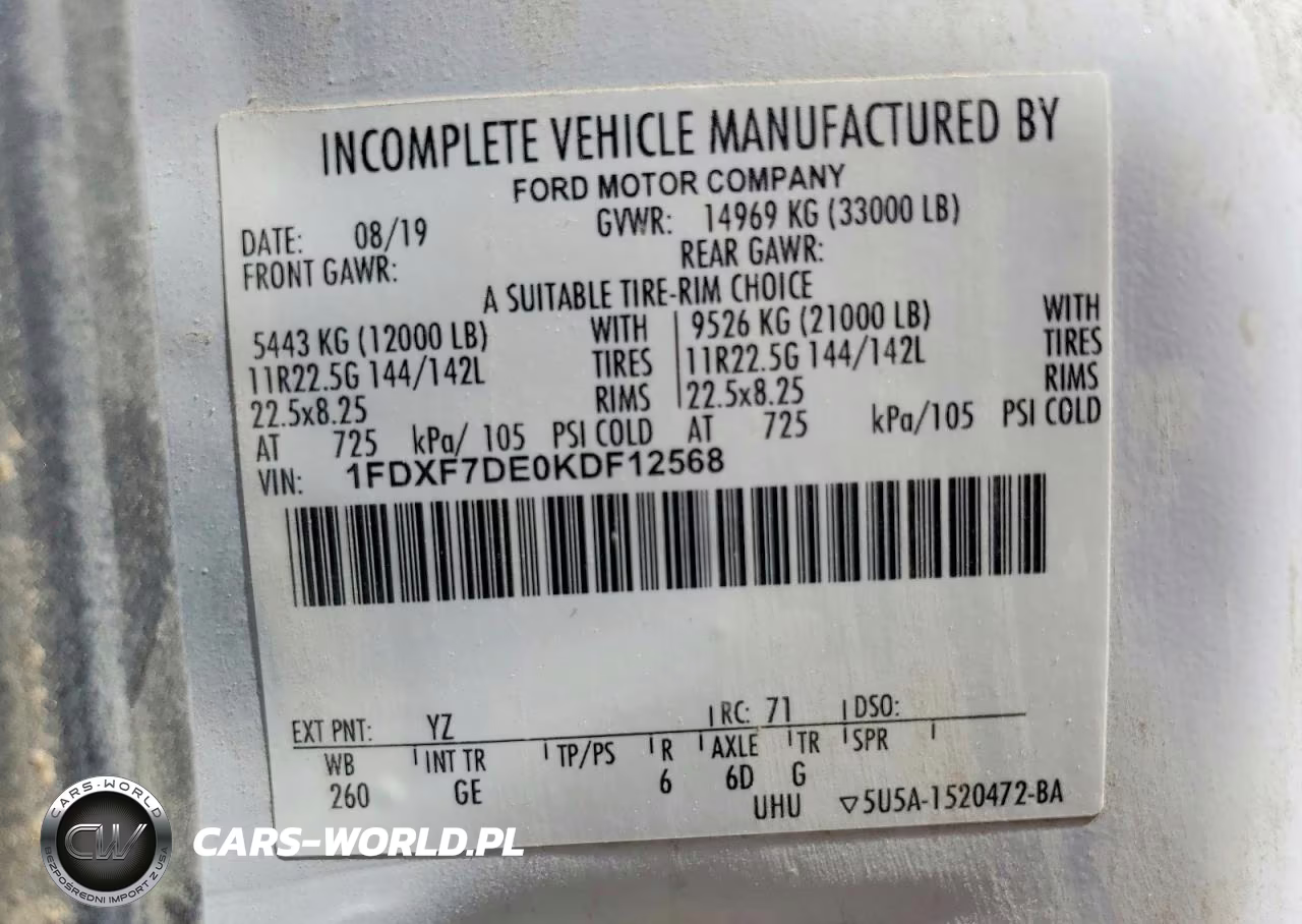 2019 Ford F750 Super Duty Truck Cab And Chassis VIN:1FDXF7DE0KDF12568 - 13