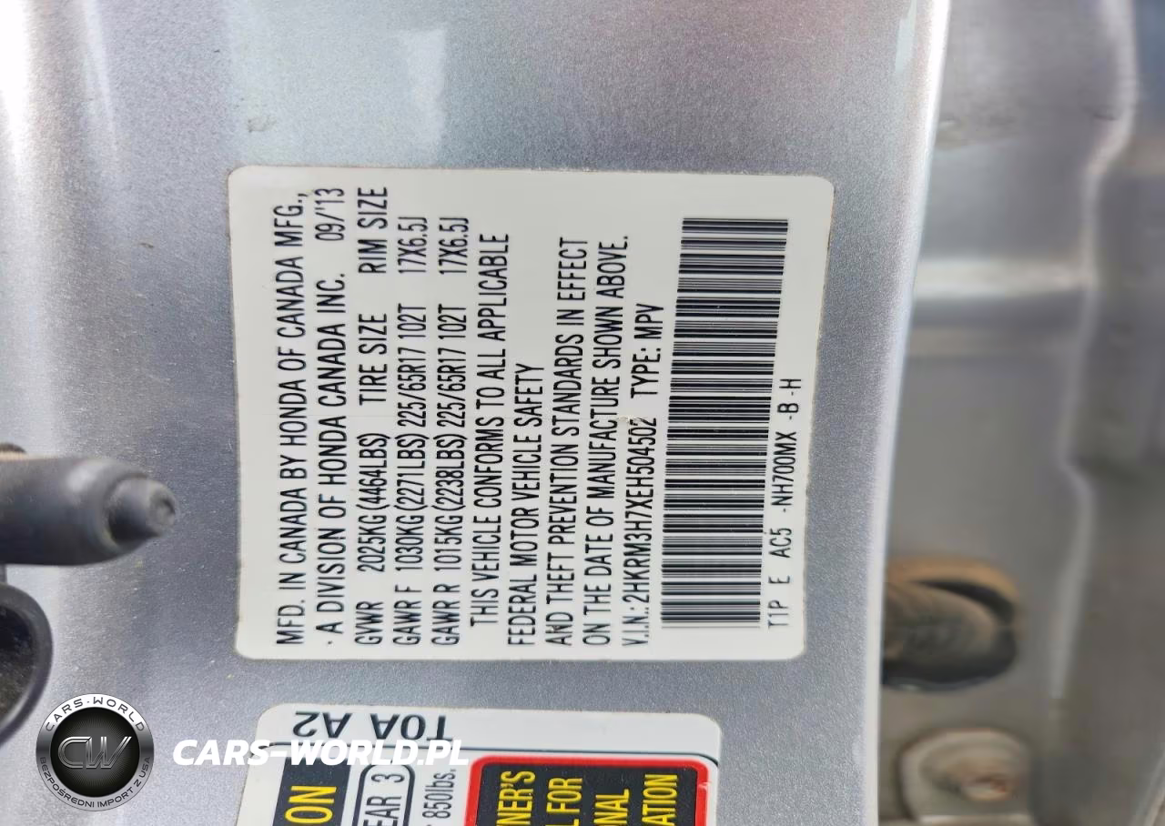 2014 Honda Cr-V Exl VIN:2HKRM3H7XEH504502 - 13