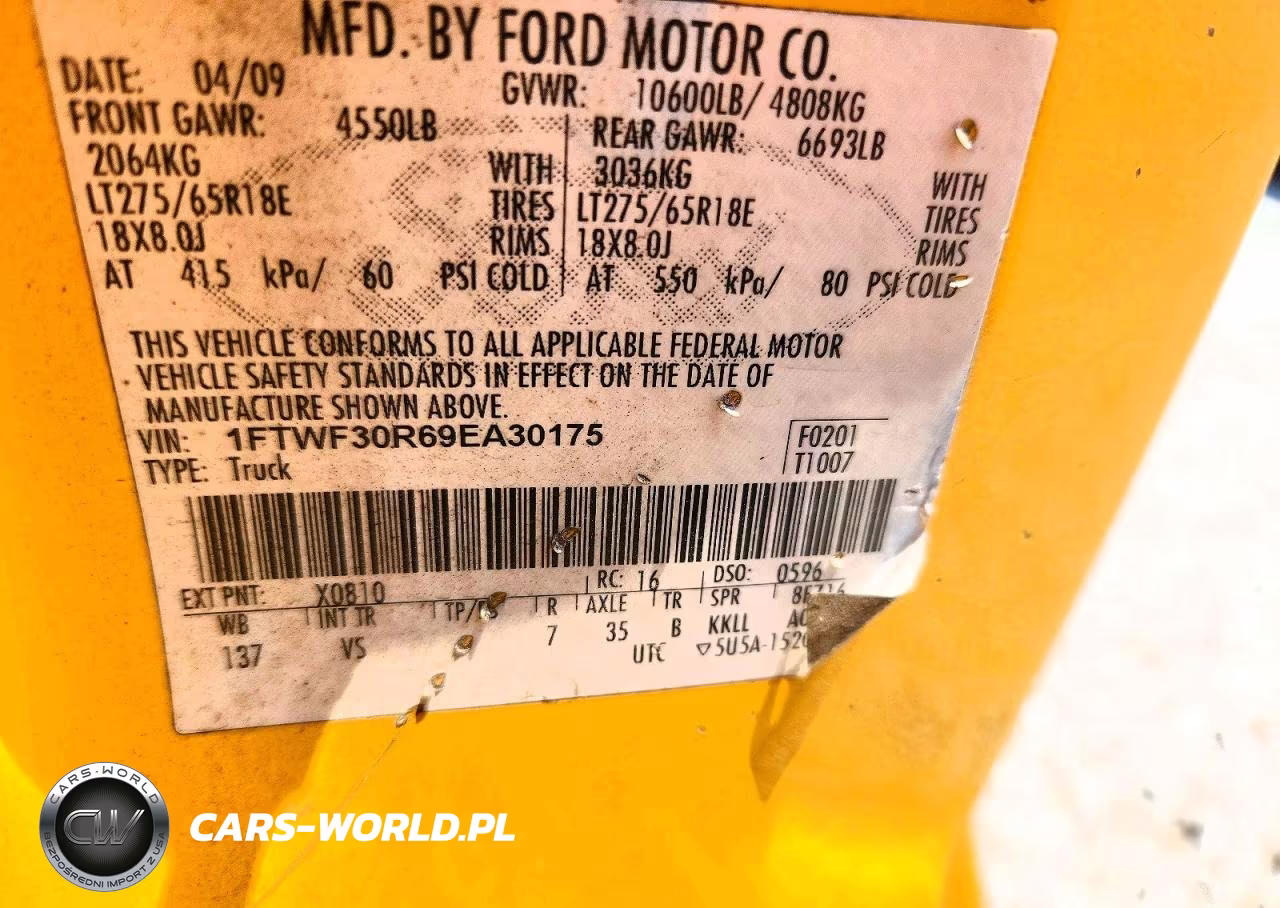 2009 Ford F350 Super Duty VIN:1FTWF30R69EA30175 - 12