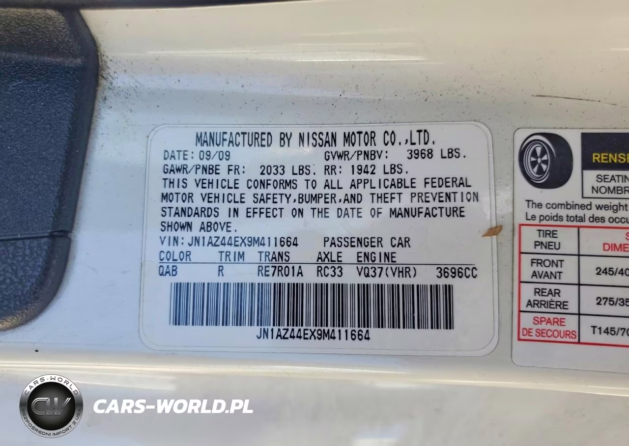 2009 Nissan 370Z Base VIN:JN1AZ44EX9M411664 - 12