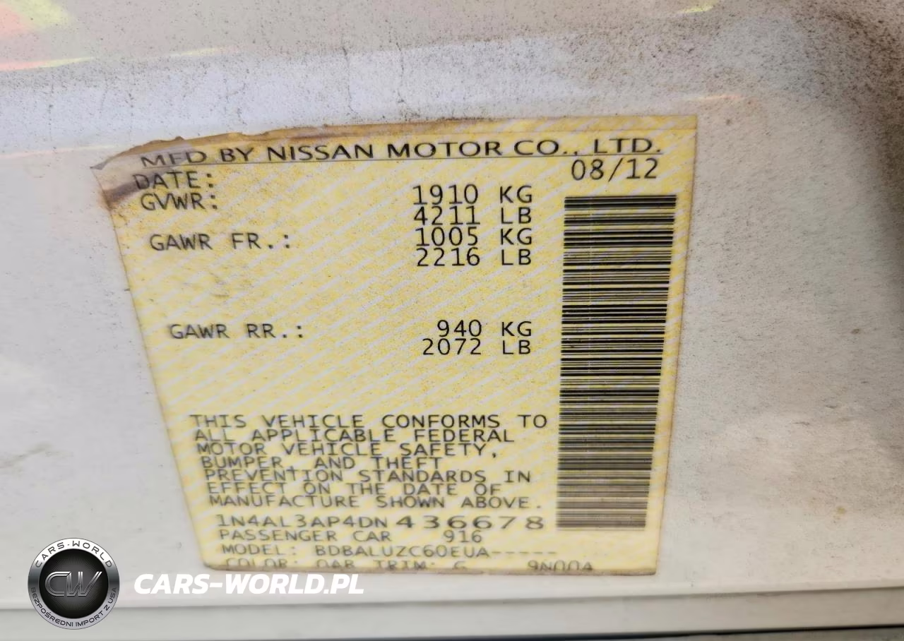 2013 Nissan Altima 2.5 VIN:1N4AL3AP4DN436678 - 12