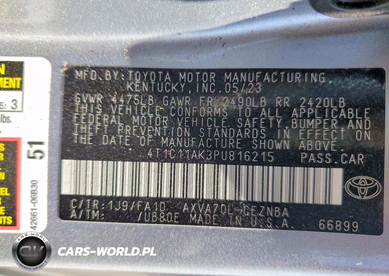 2023 Toyota Camry Le VIN:4T1C11AK3PU816215 - 13