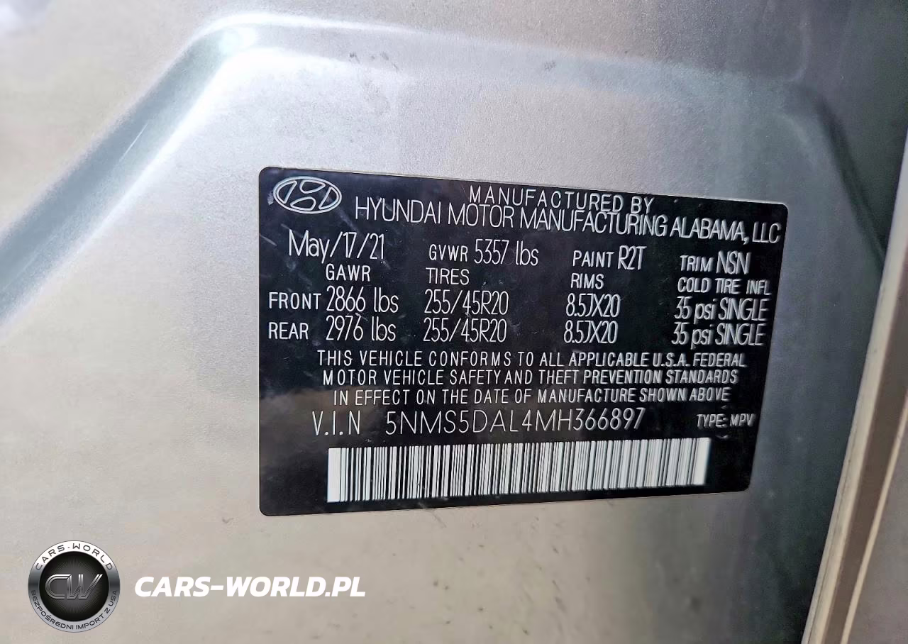 2021 Hyundai Santa Fe Calligraphy VIN:5NMS5DAL4MH366897 - 13