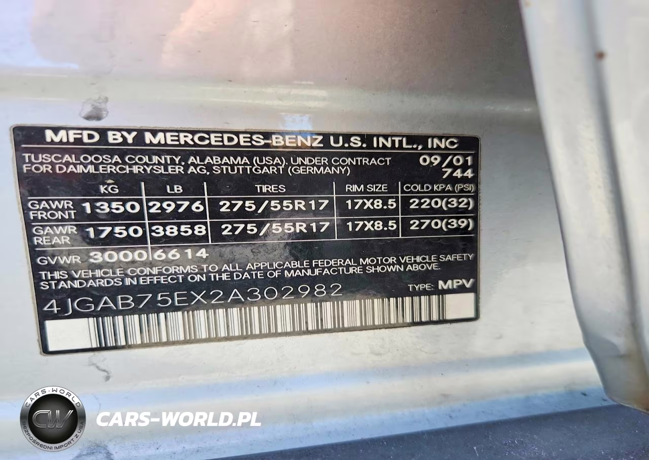2002 Mercedes-Benz Ml 500 VIN:4JGAB75EX2A302982 - 12