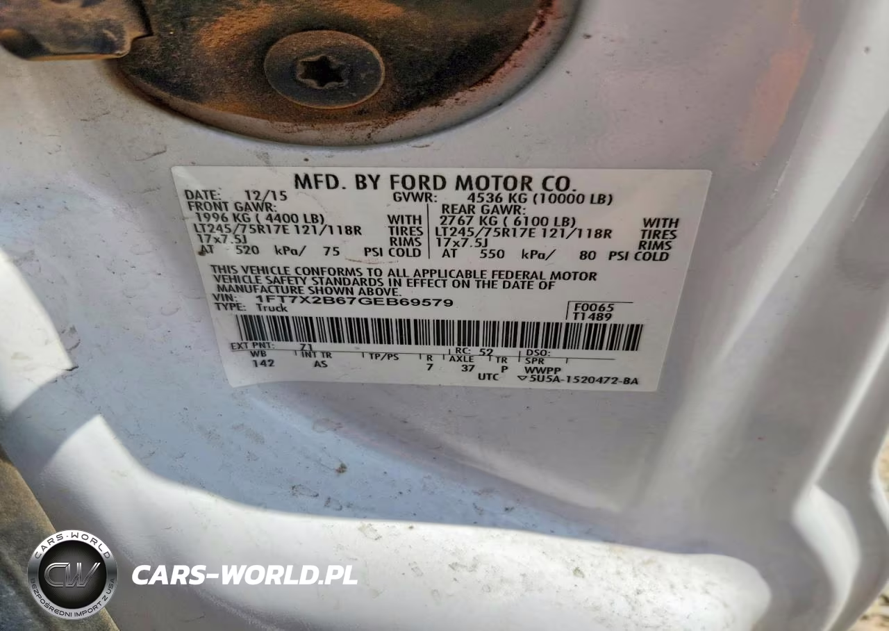 2016 Ford F250 Super Duty VIN:1FT7X2B67GEB69579 - 12