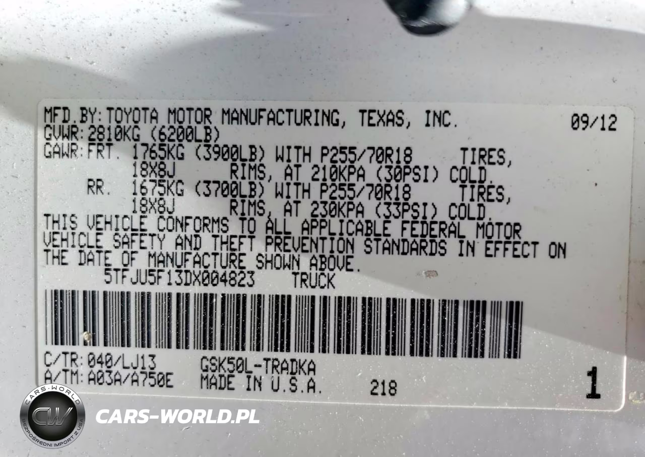 2013 Toyota Tundra Grade VIN:5TFJU5F13DX004823 - 12