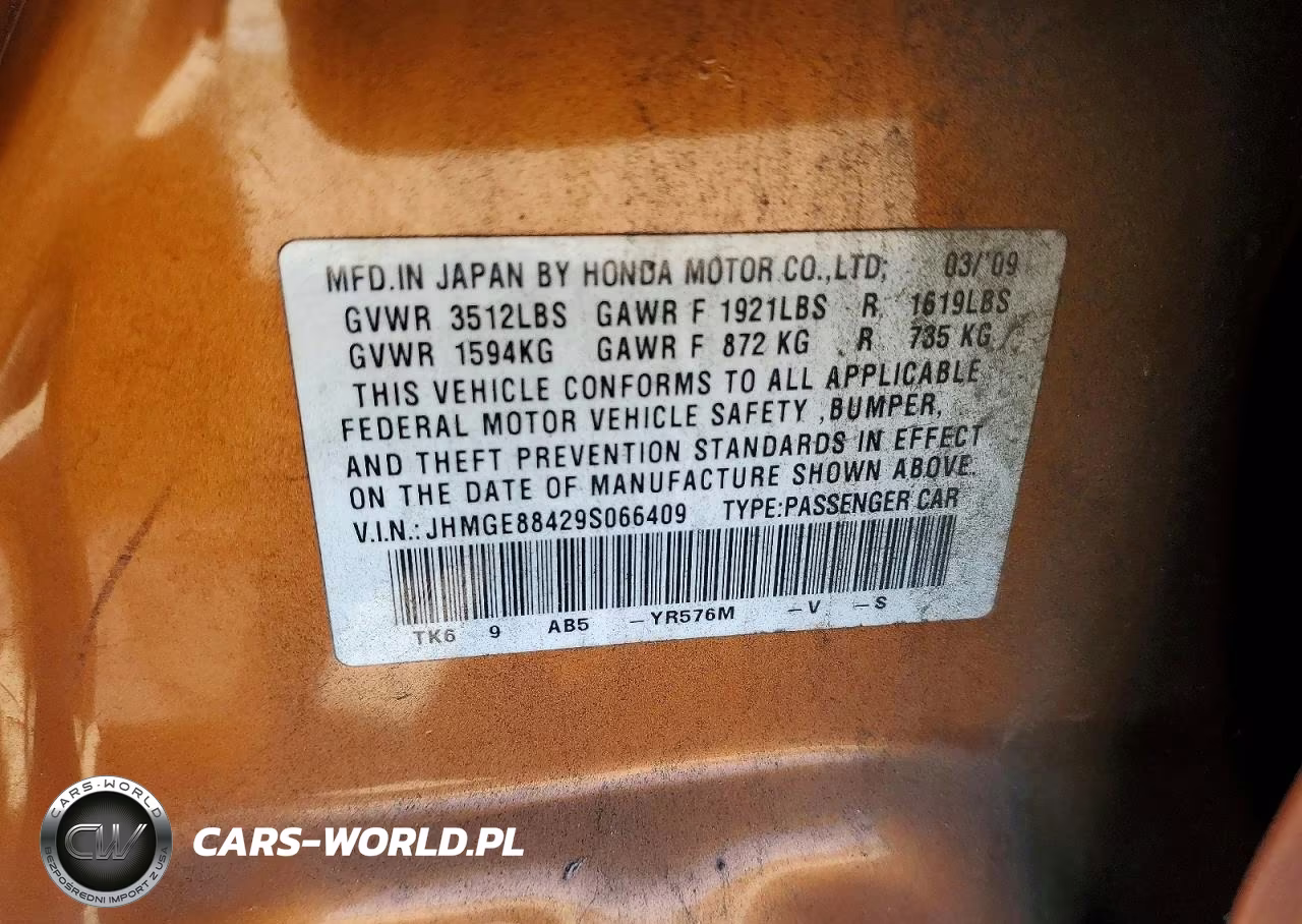 2009 Honda Fit Sport VIN:JHMGE88429S066409 - 12