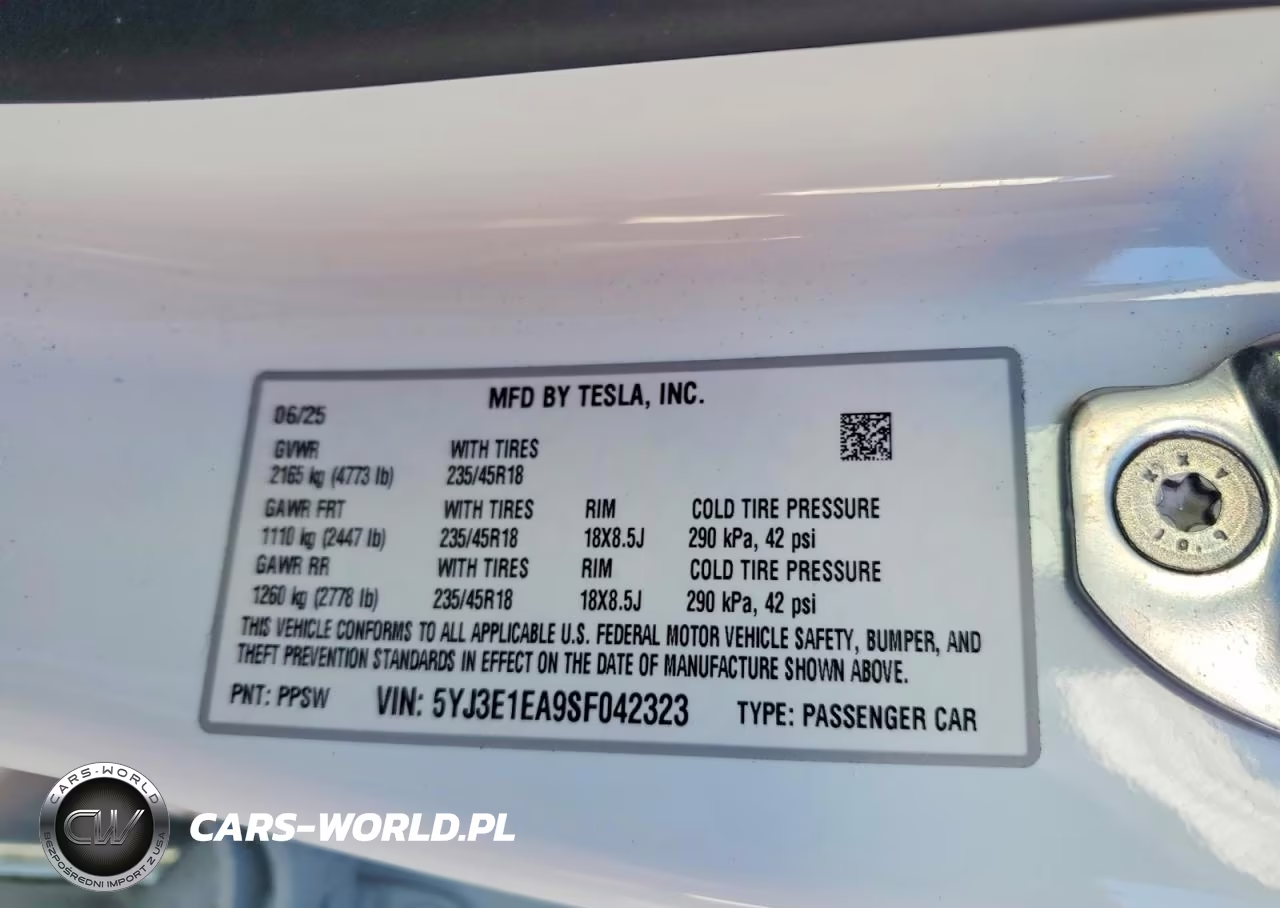2025 Tesla Model 3 VIN:5YJ3E1EA9SF042323 - 12