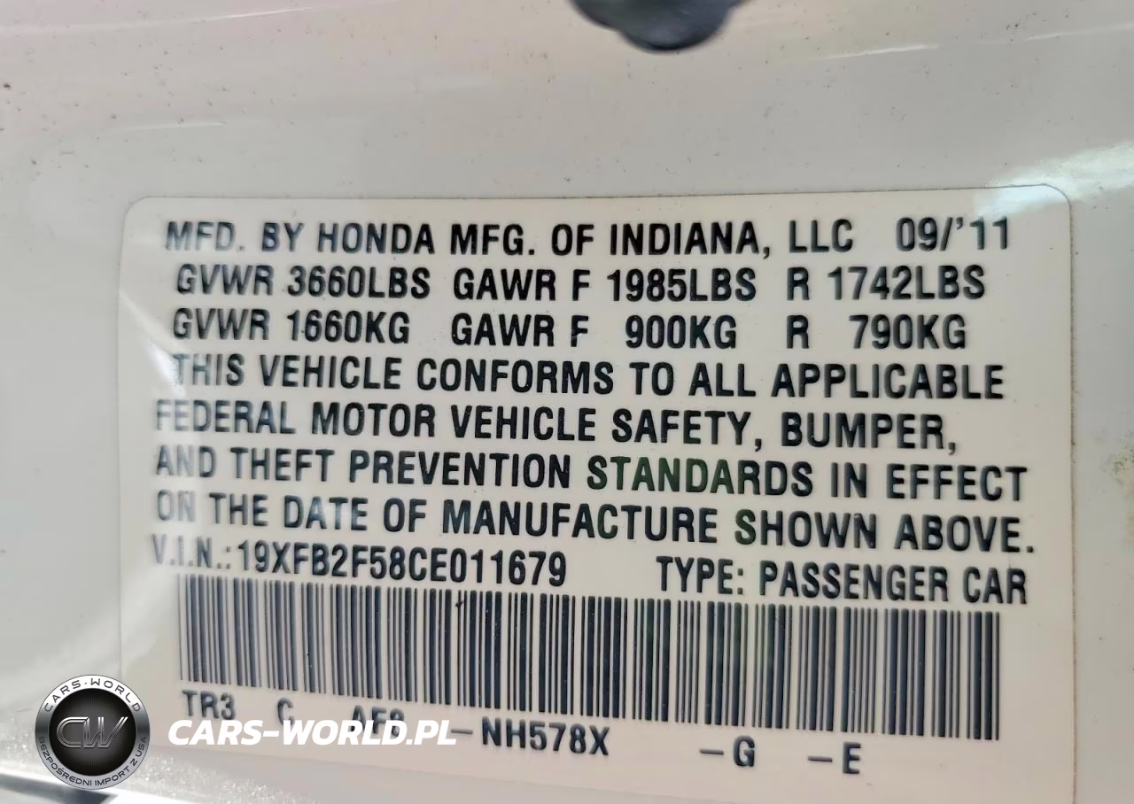 2012 Honda Civic Lx VIN:19XFB2F58CE011679 - 12
