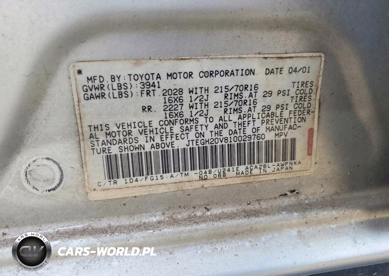 2001 Toyota Rav4 Base VIN:JTEGH20V810029760 - 13