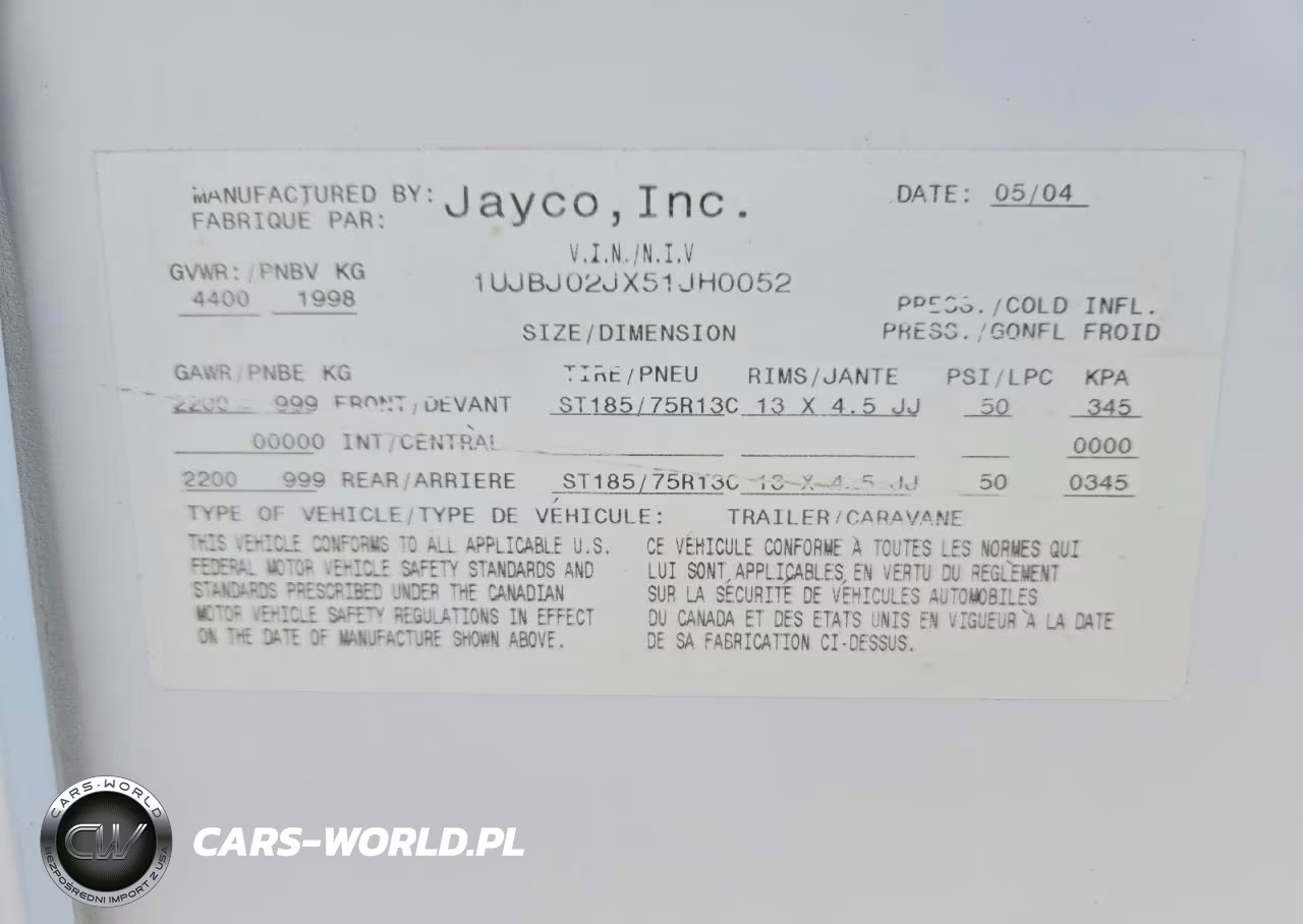2005 Jayco Trailers VIN:1UJBJ02JX51JH0052 - 10