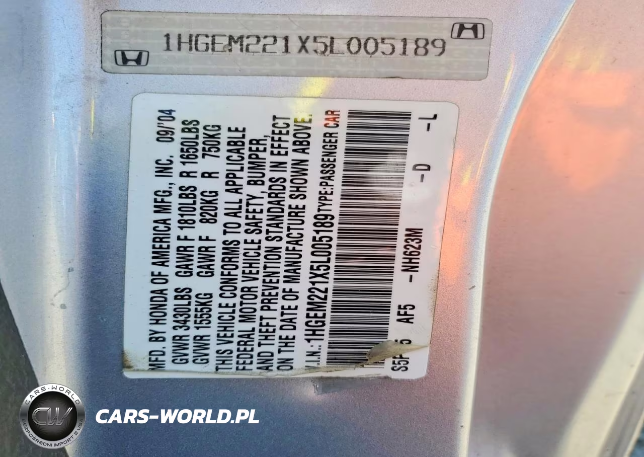 2005 Honda Civic Dx Vp VIN:1HGEM221X5L005189 - 12