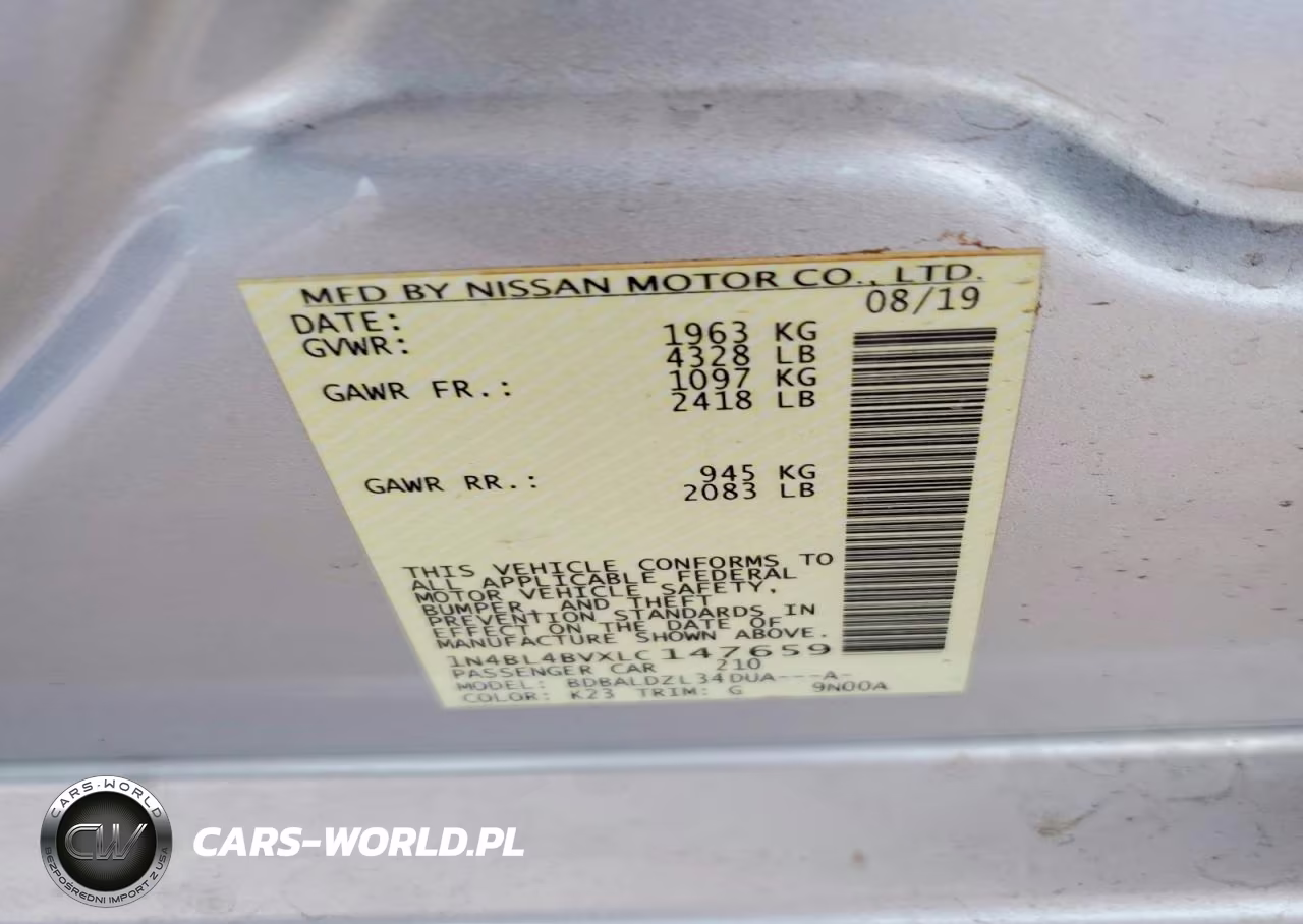 2020 Nissan Altima S VIN:1N4BL4BVXLC147659 - 12