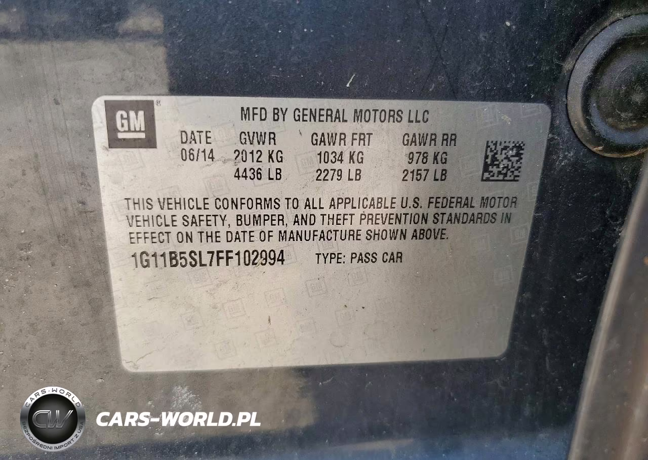2015 Chevrolet Malibu Ls VIN:1G11B5SL7FF102994 - 12