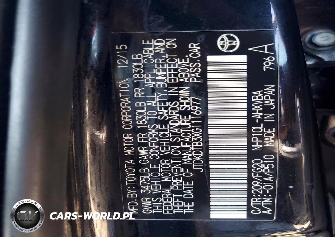 2016 Toyota Prius C Two VIN:JTDKDTB3XG1116977 - 12